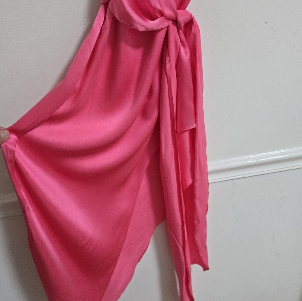 Amanda Uprichard silk Palmira maxi dress in pink ribbon new size M - Picture 5 of 8